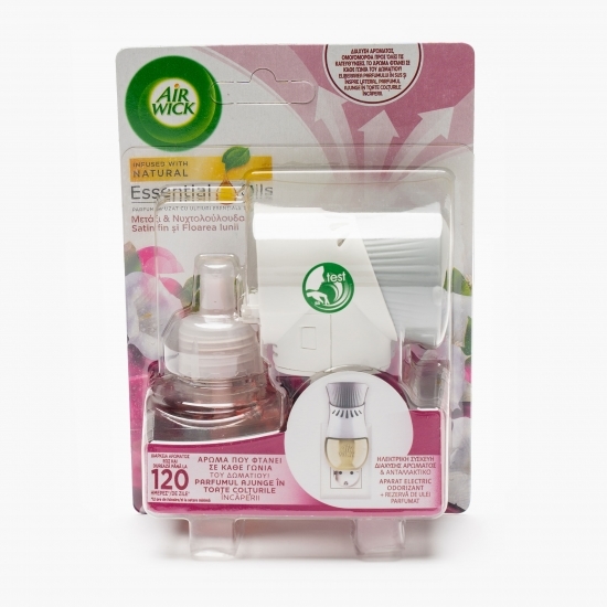 Aparat electric odorizant „satin fin și floarea lunii” + rezervă de ulei 19ml