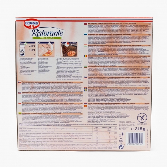Pizza Ristorante fără gluten cu salam 315g