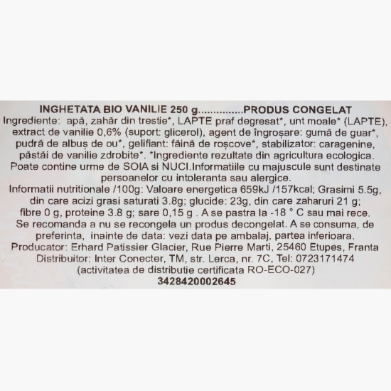 Înghețată eco cu aromă de vanilie 500ml