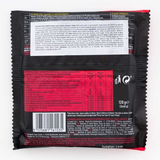 Baton sport cu stafide-merișoare 3x40g