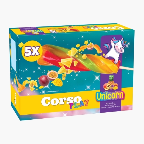 Înghețată cu fructul pasiunii, ananas, piersică și mango Unicorn Multipack 5x70g