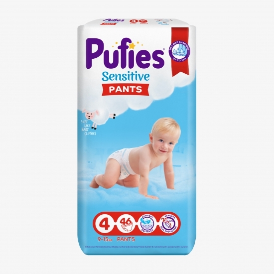 Scutece chiloțel Sensitive Pants Maxi Pack mărimea 4, 9-15kg, 46 buc