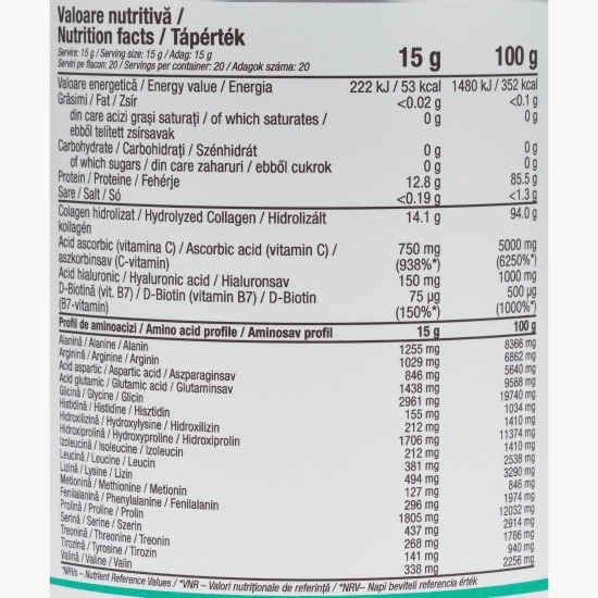 Peptide de colagen cu acid hialuronic Natur, 300g
