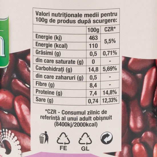 Fasole roșie boabe 400g