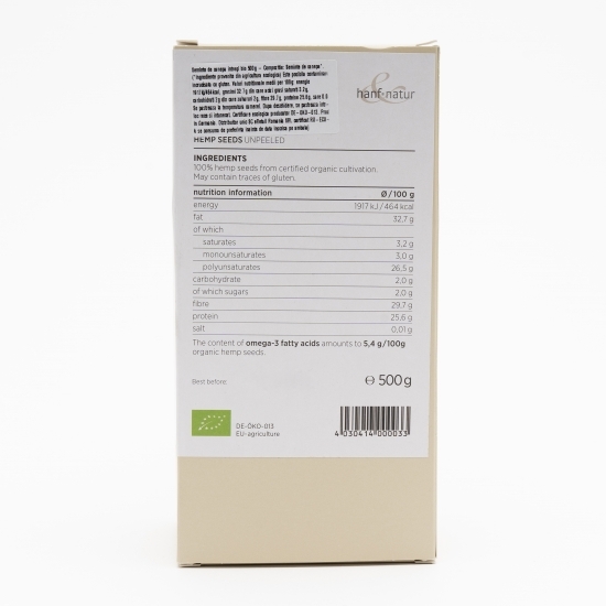 Semințe de cânepă întregi eco 500g