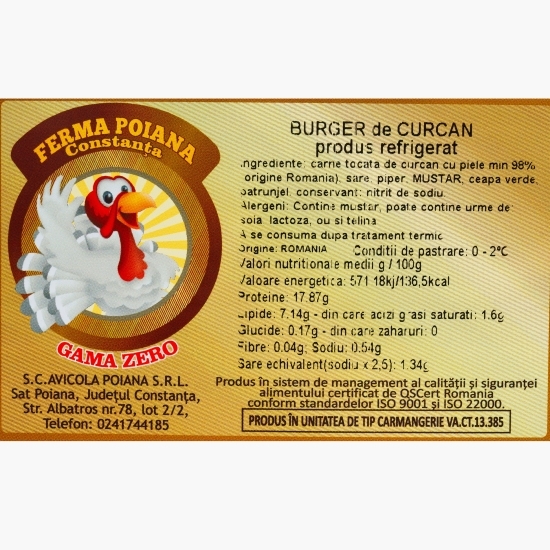 Burger de curcan 310g