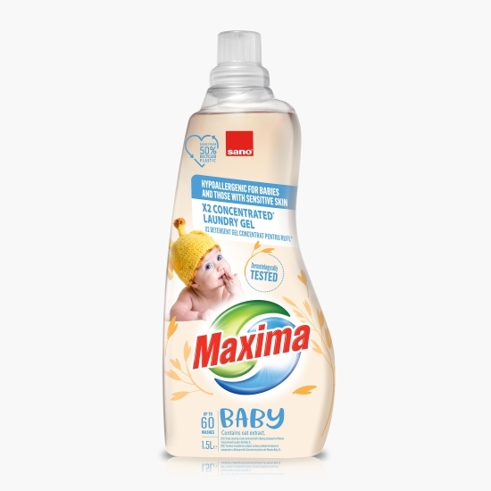 Detergent de rufe lichid gel concentrat Maxima Baby Oat, 60 spălări, 1.5l