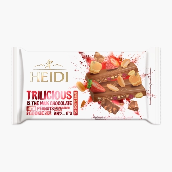 Ciocolată cu lapte cu arahide, capșune și caramel 180g