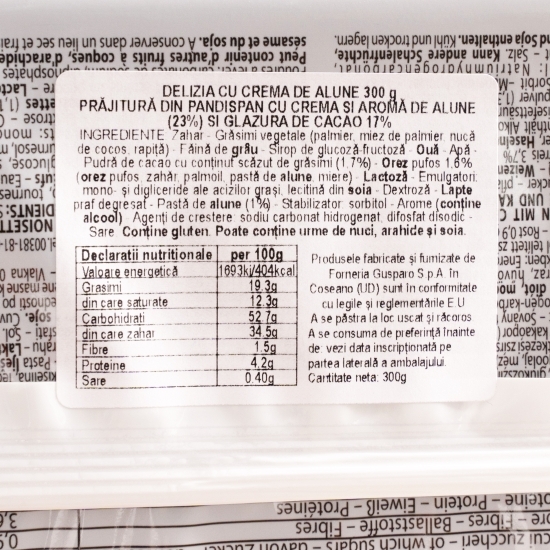 Prăjitură Delizia cu cremă de alune de pădure 300g