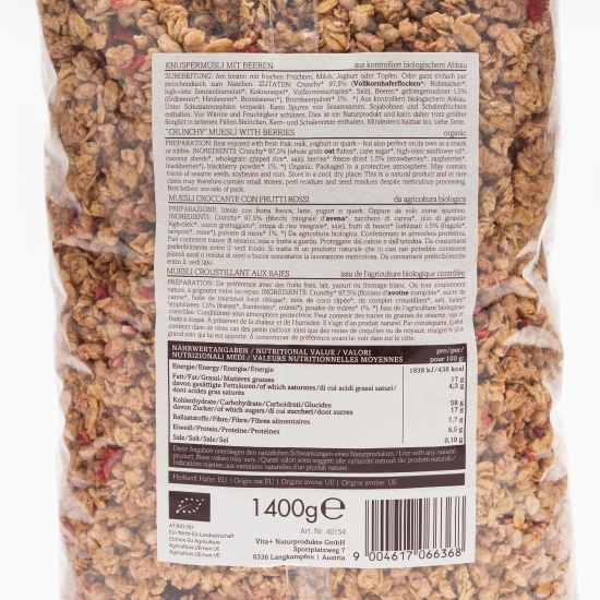 Musli crunchy cu fructe de pădure 1400g