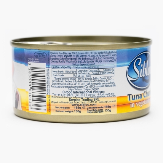 Ton bucăți în ulei vegetal 185g