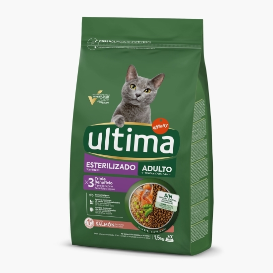 Hrană uscată pentru pisici adulte sterilizate, cu somon, 1.5kg