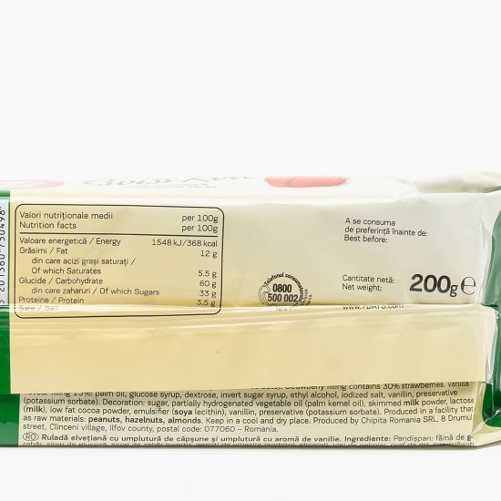 Ruladă elvețiană cu umplutură de căpșuni și vanilie 200g