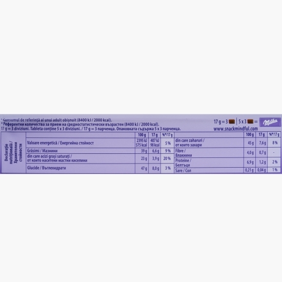Ciocolată extra cacao, cu cremă de alune 85g