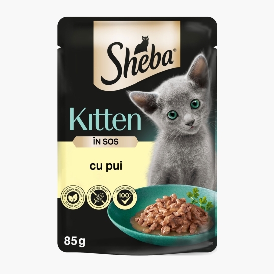 Hrană umedă pentru pisici junioare, 85g, cu pui în sos