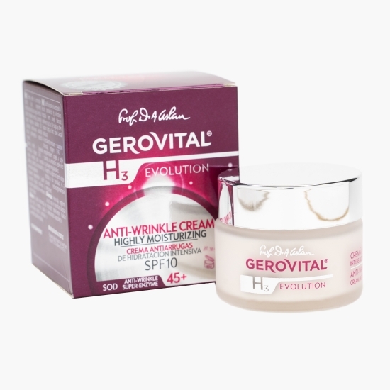 Cremă antirid 45+ intens hidratantă, SPF10, 50ml