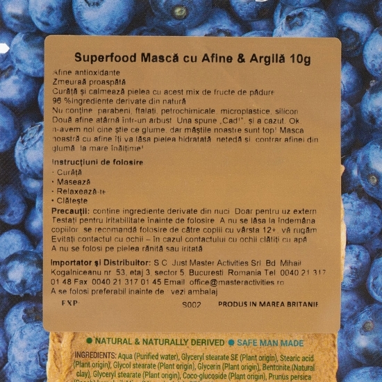 Mască de față Superfood cu afine și argilă 10g