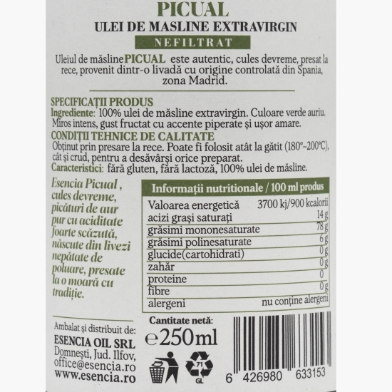 Ulei de măsline extravirgin Picual 250ml