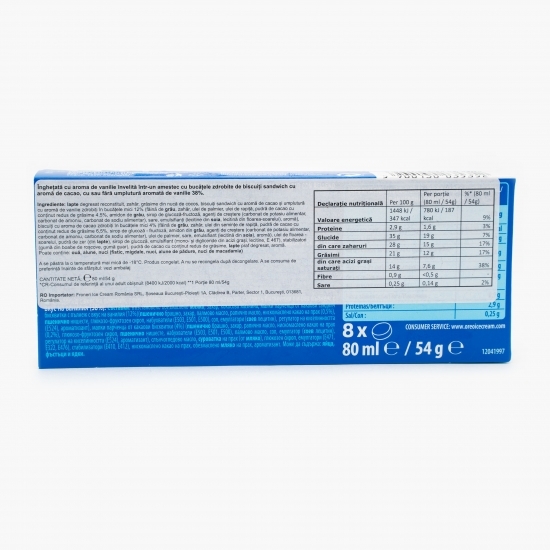 Înghețată cu aromă de vanilie bucățele zdrobite de biscuiți 54g