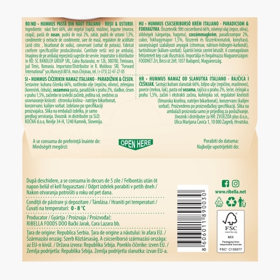 Hummus cu roșii și usturoi 200g