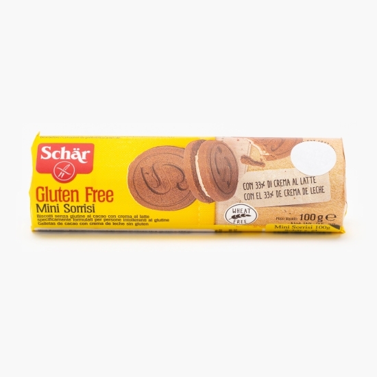 Biscuiți cu cacao și cremă de lapte fără gluten Mini Sorisi 100g