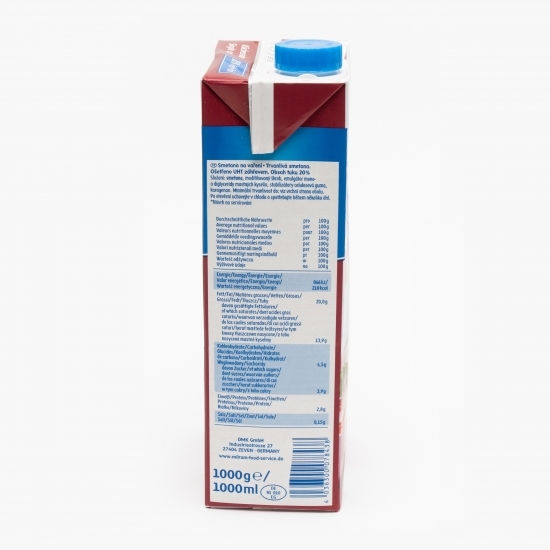 Smântână lichidă UHT pentru gătit 20% grăsime 1l