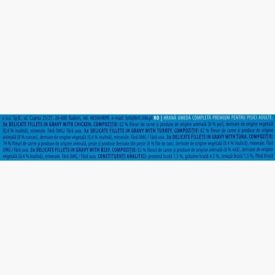 Pachet mix hrană umedă pentru pisici adulte (pui, curcan, vită și ton), 12x85g