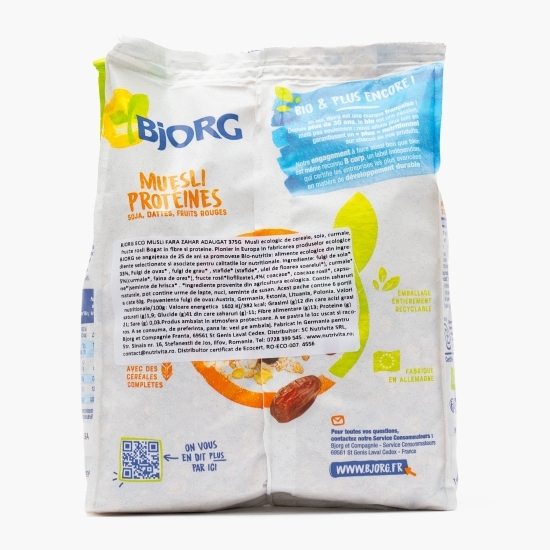 Muesli eco proteic, fără zahăr adăugat 375g