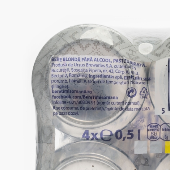 Bere blondă fără alcool doză 4x0.5l 