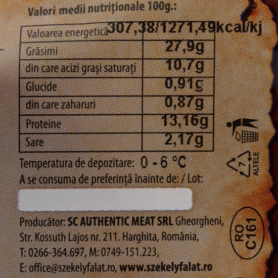 Parizer secuiesc de vită, feliat 250g