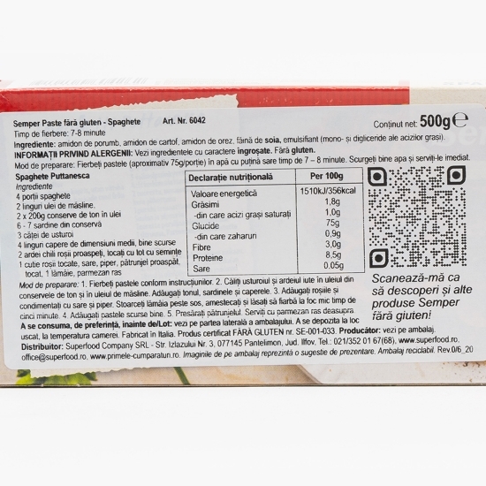 Paste fără gluten Spaghetti 500g