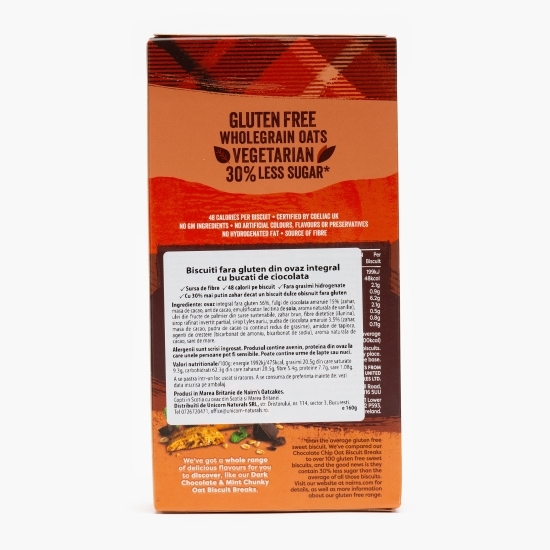 Biscuiți fără gluten din ovăz integral cu ciocolată 160g