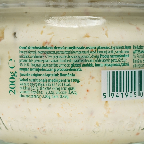 Cremă de brânză cu roșii uscate, usturoi și busuioc 200g