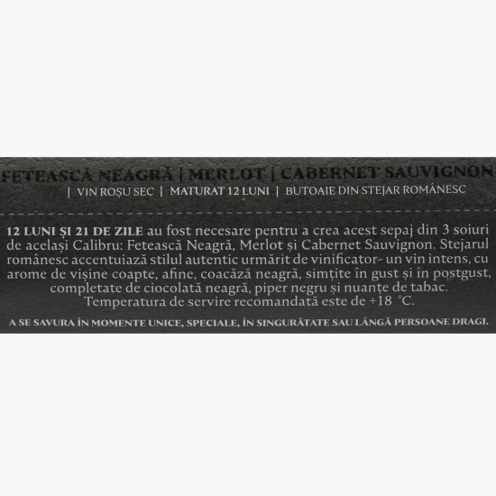 Vin roșu sec Fetească Neagră, Merlot & Cabernet Sauvignon, 14%, 0.75l