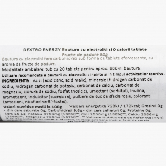 Băutură cu electroliți cu aromă de fructe de pădure 80g 20 tablete