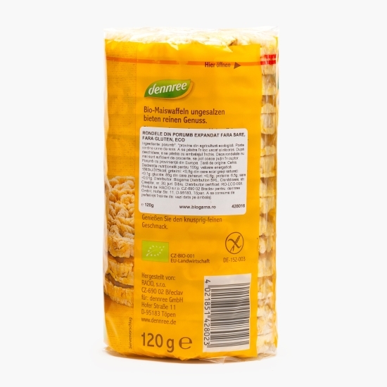 Rondele din porumb expandat eco, fără sare, fără gluten, 120g