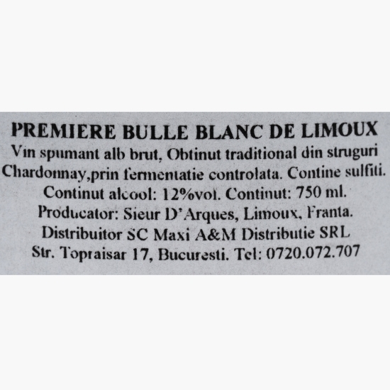 Vin spumant alb brut, 12%, 0.75l