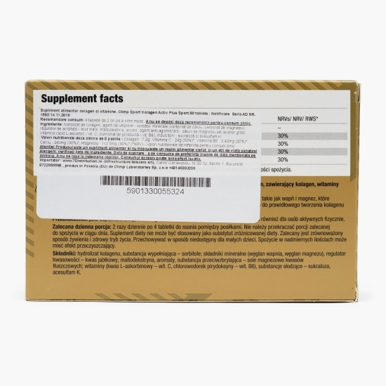 Supliment alimentar colagen și vitamine Kolagen Activ Plus, 80 tablete masticabile
