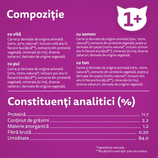 Hrană umedă pentru pisici adulte, 12x85g, Selecții de carne în aspic cu vită, pui, somon, ton