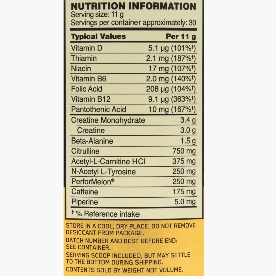 Pre Workout Gold Standard, aromă pepene roșu, 330g