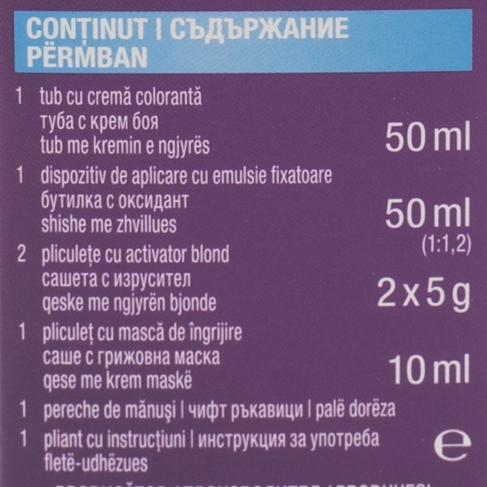 Vopsea de păr permanentă Intensive Color Cream, E20 (0-00) blond foarte deschis, 110ml