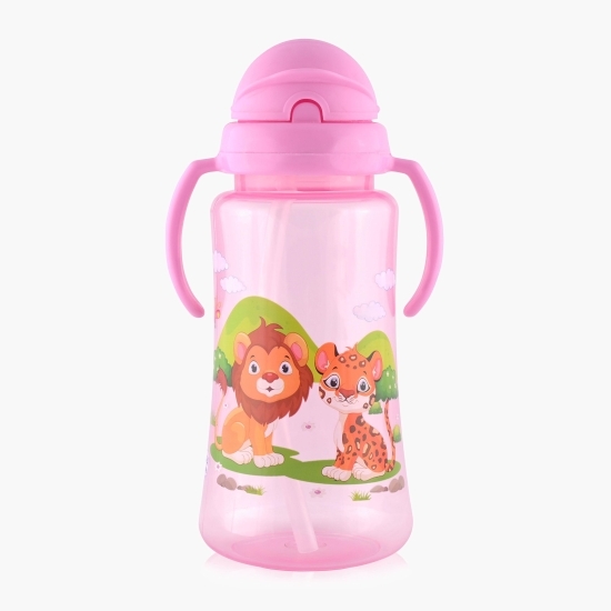 Cană sport cu mânere și pai moale, 12 luni+, 330 ml, Pink