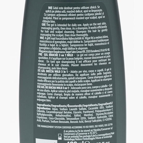 Gel de duș pentru bărbați 3 în 1 Wild 400ml 