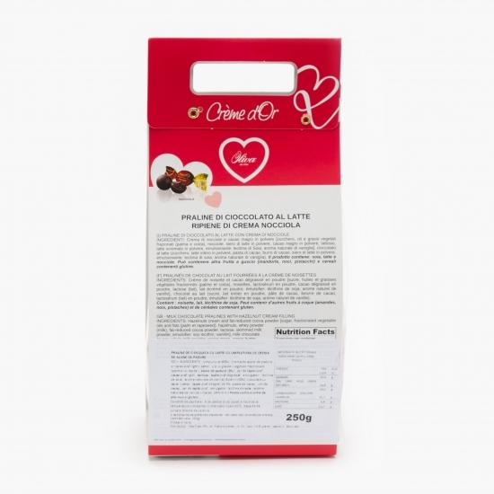 Praline cu ciocolată cu lapte și cremă de alune de pădure 250g 