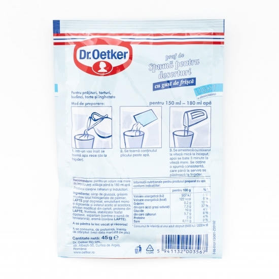Praf de spumă pentru deserturi cu gust de frișcă, Light 45g 