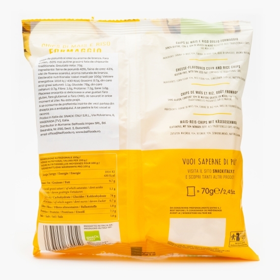Chipsuri de porumb și orez cu aromă de brânză fără gluten 70g