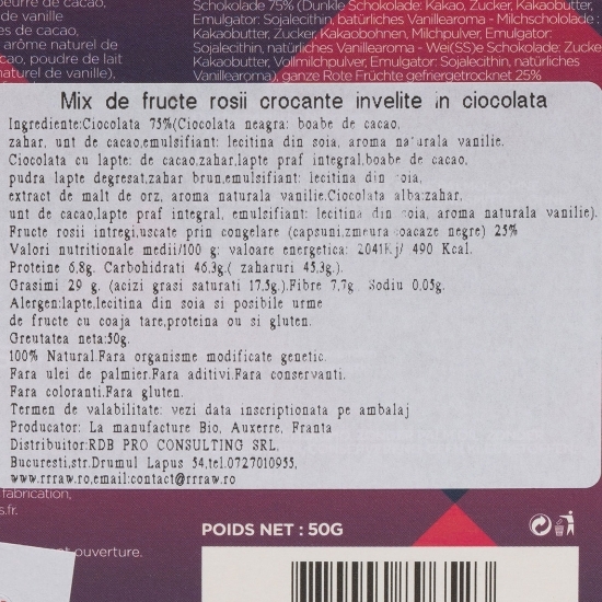 Mix de fructe liofilizate învelite în 3 tipuri de ciocolată 50g
