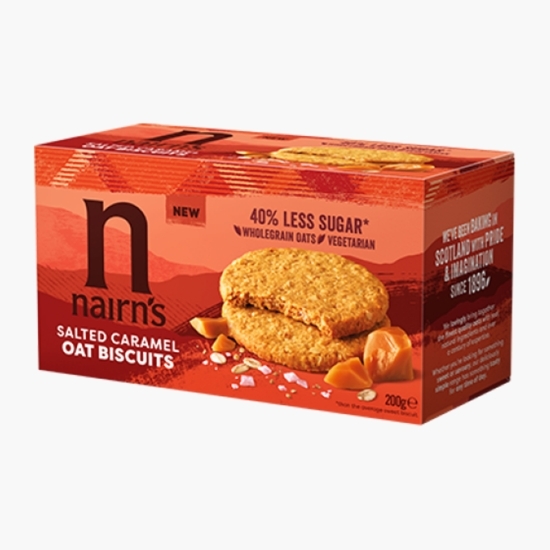 Biscuiți din ovăz integral cu caramel sărat 200g