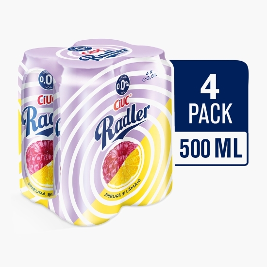 Bere cu gust de lămâie și zmeură cu 0% alc. doză 4x0.5l