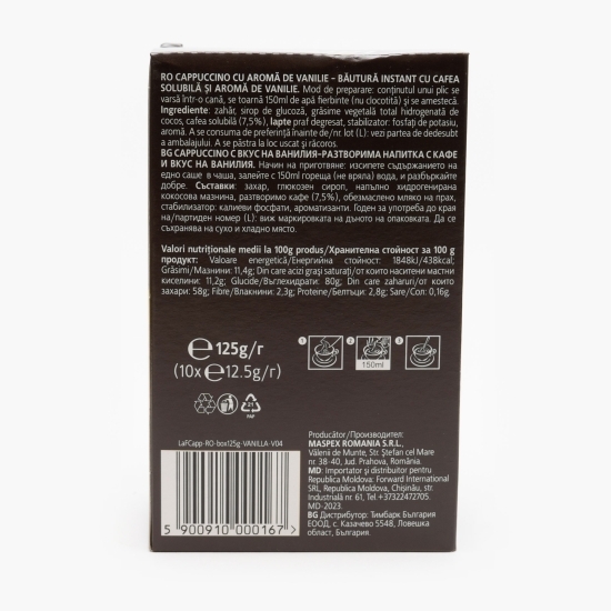 Cappuccino cu aromă de vanilie, plicuri 10x12.5g, băutură instant